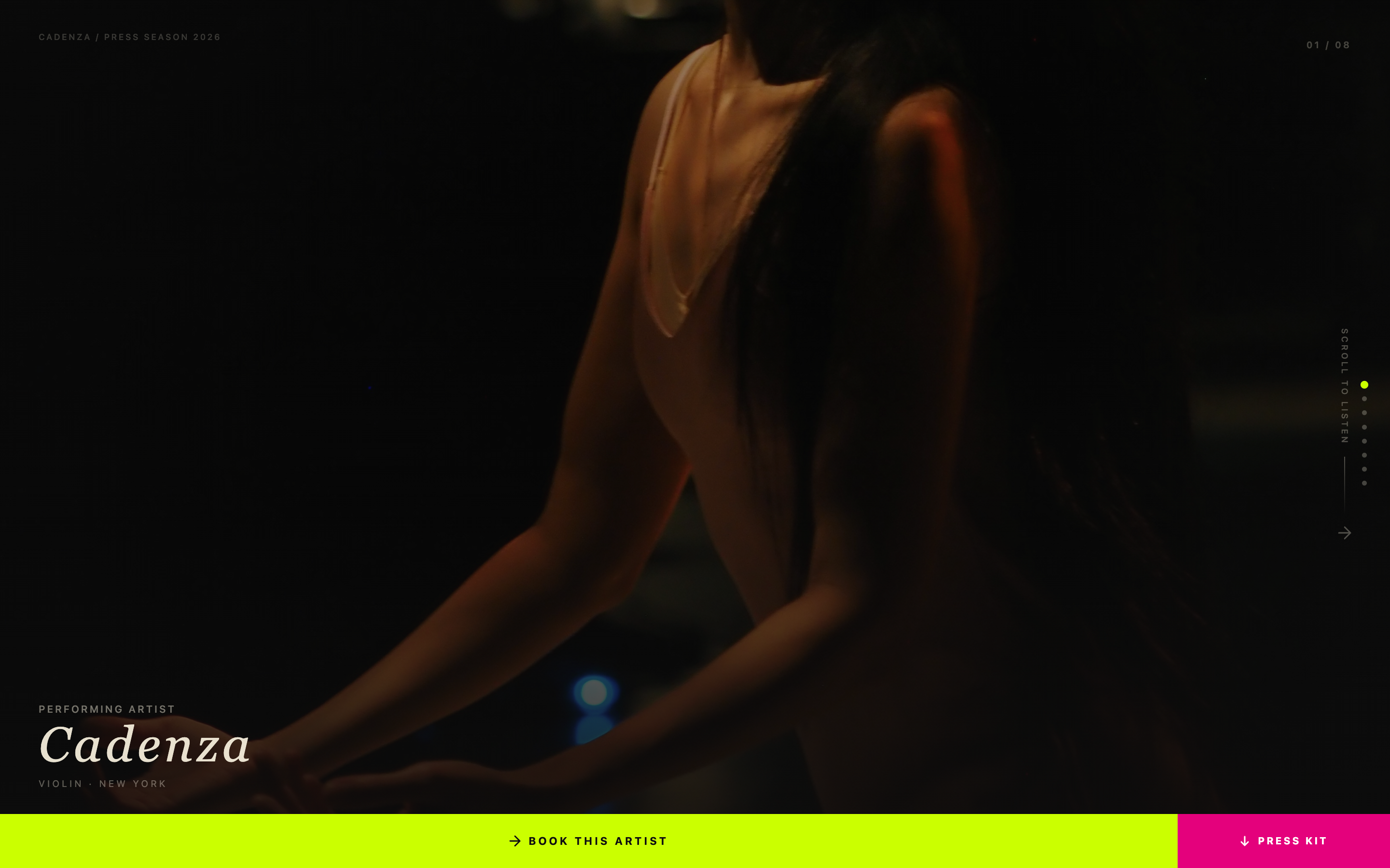 Cadenza — Musician Portfolio Landing Page Template